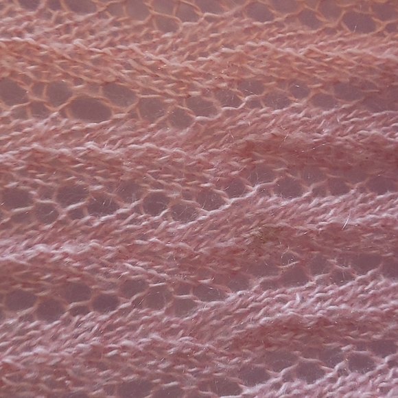 Baby pink hand made crochet loose weave button front Cardigan sweater S - Picture 4 of 4
